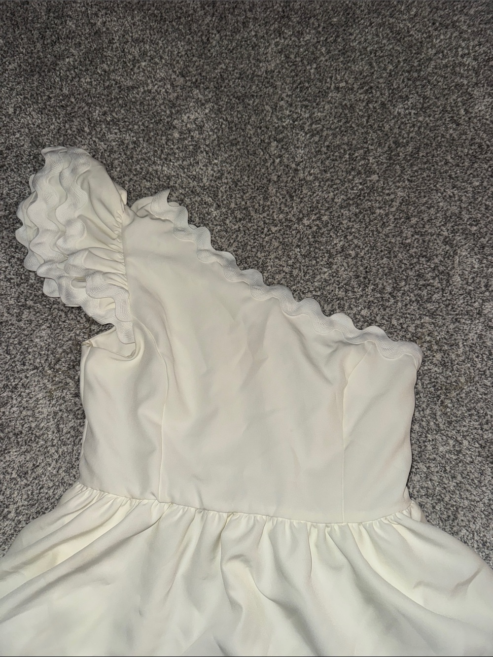One-Shoulder White Ruffle Hem Formal Dress - Picture 2 of 4